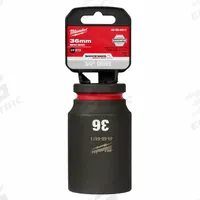 MILWAUKEE Deep Impact Socket: 3/4 in Drive Size, Metric, 36 mm Socket Size, 6-Point, Deep, Friction (MPN 49-66-6411). Key specifications — attr1215501: MILWAUKEE; attr1215515: Black Phosphate; attr1215518: 36 mm.