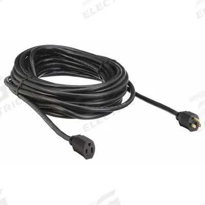 APPROVED VENDOR Extension Cord: Outdoor Use, 100 ft Lg, Outlet, 5-15P, 12/3, SJTW, Black - Outdoor Extension Cords with Single Outlet