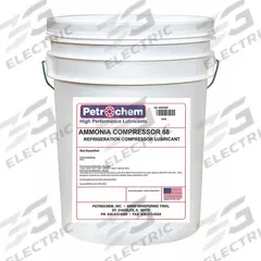 PETROCHEM Compressor Oil: 5 gal, Pail, 20 SAE Grade, 68 ISO Viscosity Grade, 98 Viscosity Index (MPN AMMONIA COMPRESSOR 68-005). Key specifications — attr59744: 98; attr59746: 68; attr59736: No; attr59735: Pail; attr59749: 20.