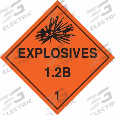 BRADY Container Placard: Explosives 1.2 B 1, 10 3/4 in x 10 3/4 in, 10 3/4 in Label Ht - Class 1: Explosives
