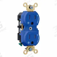 LEVITON Plugs and Receptacles: Duplex, 5-15, Blue, 125V AC, 15 A, 2 Pole / 3 Wire (MPN 5262-2PB)