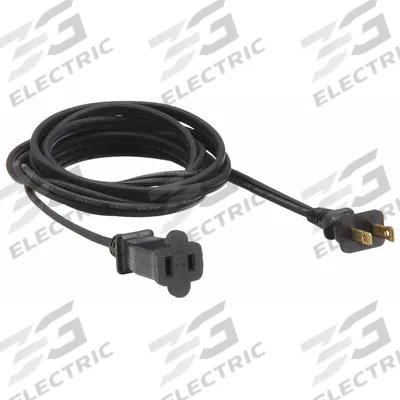 APPROVED VENDOR Extension Cord: Indoor Use, 8 ft Lg, Outlet, 1-15P, 16/2, HPN, Black - Indoor Extension Cords with Single Outlet