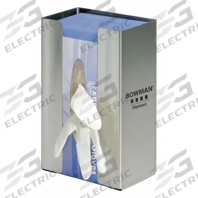 BOWMAN DISPENSERS Glove Dispenser: Stainless Steel, 6 1/2 in Overall Wd, 10 in Overall Ht - Clear-View Wall-Mount Boxed Glove Dispensers