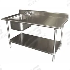 ADVANCE TABCO Scullery Sink: 1 Bowls, 40 1/2 in Overall Ht, 72 in Overall Lg, 30 in Overall Wd (MPN KMS-11B-306L). Key specifications — Faucet Handle Type: Lever; Brand: ADVANCE TABCO; Faucet Operation: Dual Manual Handle.