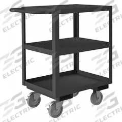 APPROVED VENDOR Utility Cart: 1,200 lb, 24 in L x 18 in W Shelf, 3 Shelves, Gray, Flat (MPN RSC-182435-3-BLU-95). Key specifications — Caster/Wheel Configuration: (2) Swivel; Brand: APPROVED VENDOR; Caster Wheel/Tread Material: Polyurethane.