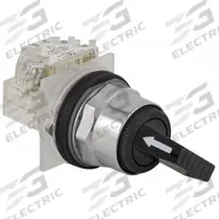 SCHNEIDER Selector Switch: 30 mm Panel Mounting Size, 2 Positions, Extended Lever, SPDT, Metallic (MPN 9001KS11FBH1). Key specifications — AC Contact Rating: 1.5 A @ 480 V; Action: Maintained/Maintained; Cam: E; DC Contact Rating: 0.27 A @ 250 V; Hazardous Location Specification: Not Rated; Operator Head Material: Polycarbonate; Operator Head Type: Long-Handled Knob; Operator Illumination: Non-Illuminated.