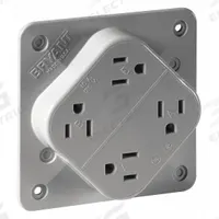 BRYANT Receptacle: Quad, 5-15, Gray, 125V AC, 15 A, 2 Pole / 3 Wire (MPN 1254GY)