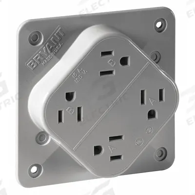 BRYANT Receptacle: Quad, 5-15, Gray, 125V AC, 15 A, 2 Pole / 3 Wire (MPN 1254GY) - General Purpose Receptacles