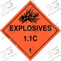 BRADY DOT Container Placard: Explosives 1.1 C 1, 10 3/4 in x 10 3/4 in, 10 3/4 in Label Ht, Placard (MPN 63302). Key specifications — Brand: BRADY; Message: Explosives 1.1 C 1.