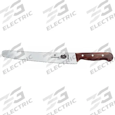 VICTORINOX Bread Knife: Wavy Edge, 10 1/4 in Overall Lg, Stainless Steel Blade, Wood Handle - Bread Knives
