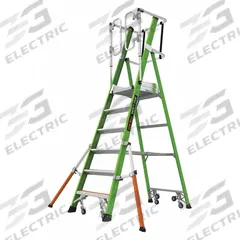 LITTLE GIANT Stepladder: 6 ft Ladder Size, Fiberglass, 375 lb Load Capacity, 65 lb Wt, 21 in x 18 in (MPN 19706-146). Key specifications — attr1049468: Fiberglass; attr1049456: LITTLE GIANT; attr1049460: Outriggers.