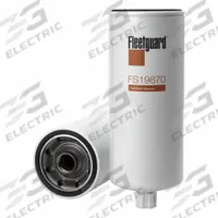 FLEETGUARD Fuel Filter: Spin-On, 12 5/16 in Overall Lg, 4 3/4 in Outside Dia, 1 1/4"-12 Thread Size (MPN FS19870). Key specifications — Brand: FLEETGUARD; Media Material: Plastic; Compatible Vehicle Type: Trucks; Compatible Vehicle Make: Cummins Power Generation.