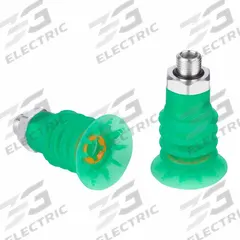 SCHMALZ Vacuum Pad Assembly: Multi-Bellows, 4.5 Folds, G3/8 in Vacuum Port, 42 mm Pad Dia, Green (MPN 10.01.06.03546). Key specifications — attr1019136: 10.01.06.03546; attr1019138: SCHMALZ; attr1019139: 55 A.