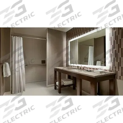 KETCHAM Bathroom Mirror: Rectangular, Glass, 36 in Overall Ht, 60 in Overall Wd - Lighted Vanity Bathroom Mirrors