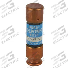BUSSMANN Telecom Protection Fuse: TPN Series, Fast-Acting, Cylindrical, 1 A, 170 V DC (MPN TPN-1). Key specifications — Series: TPN; Brand: BUSSMANN.
