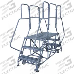 COTTERMAN Mobile Work Platform: 3.3 ft Platform Ht - Max, 24 in x 48 in, Steel, 800 lb Load Capacity (MPN 4DWP2448RA3B4CC1P6). Key specifications — Folding: Not Foldable; Mobility: Rolling; Components Included: Rubber Foot Pads; Use Location: Indoor; Brand: COTTERMAN; Color: Gray; Height Adjustability: Fixed Height; Includes Handrails: Handrails Included.
