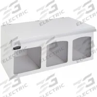 BOWMAN DISPENSERS Face Mask Dispenser: Plastic, White, 12 3/4 in H x 26 1/2 in W x 10 5/8 in D (MPN FM001-0213). Key specifications — Material: Plastic; Color: White; Dimensions: 12-3/4 in H x 26-1/2 in W x 10-5/8 in D; Mounting Location: Countertop; Capacity: 6 Boxes of Face Masks; Brand: BOWMAN DISPENSERS.