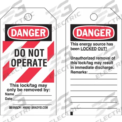 BRADY Danger Tag: Danger, Danger Do Not Operate, Heavy Duty Polyester, Date/Name/Remarks - Safety