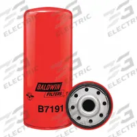 BALDWIN FILTERS Oil Filter: B7191, 1 1/8"-16 Thread Size, 10 7/16 in Overall Ht, Oil, Waukesha. Key specifications — Baldwin Interchange: B7191; Brand: BALDWIN FILTERS; Compatible Vehicle Make: Waukesha; Includes: 30 psid Bypass Valve; Media Material: Cellulose.