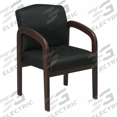 OFFICE STAR Frame Chair: Black, Espresso, 0 Casters/Glides, Lumbar Support, 23 in Overall Wd - Guest & Side Chairs
