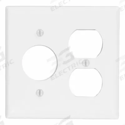 LEVITON Wall Plate: Combo, 2 Gang, White - Combination Wall Plates
