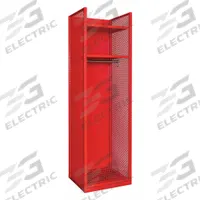 HALLOWELL Gear Locker: 24 3/4 in x 22 in x 84 in, Steel, 2 Shelves, 4 Compartments, Red, Open Front (MPN TGNN42(84)-1C-G-RR-HT). Key specifications — Includes Hanging Rod: Yes; Locker Color: Red; Frame Assembled: Assembled; Locker Finish: Galvanneal; Locker Material: Steel; Includes Footlocker: No; Includes Security Box: No; Open Front: Yes.