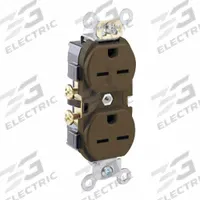 LEVITON Plugs and Receptacles: Duplex, 6-15, Brown, 250V AC, 15 A, 2 Pole / 3 Wire (MPN 5028)