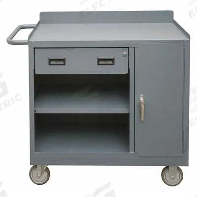 DURHAM MFG Mobile Cabinet Workbench: 36 in x 18 in, Steel, 1,200 lb Overall Load Capacity - Mobile Cabinet Benches with Open Storage, Drawers & Shelves