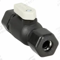 PARKER Manual Two-Way Ball Valve: 3/8 in, Polypropylene, Straight, Sweat x Sweat, One-Piece, Lever (MPN FTPPB6VUC6). Key specifications — Brand: PARKER; Handle: Lever.
