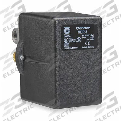 CONDOR USA, INC Pressure Switch: Std, 60 psi – 232 psi, (3) 1/4" FNPT/3/8" FNPT - General Purpose Pressure Switches for Air & Water