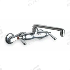 CHICAGO FAUCETS Straight Service Sink Faucet: Wall, Centerset, Cast Brass, Chrome, 2.2 gpm Flow Rate (MPN 445-ABCP). Key specifications — Color/Finish: Chrome.