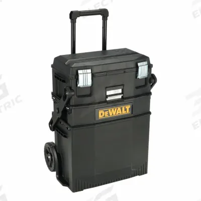 DEWALT Rolling Tool Box Set: 22 in W 16 1/2 in D 29 in H, Plastic, Black/Yellow - Plastic Rolling Tool Box Sets