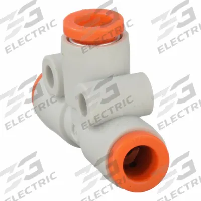 SMC Push-Fit Tee Fitting: 3/16 in OD x 3/16 in OD x 3/16 in OD Size - Polybutylene & Brass Tube Fittings