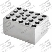 OHAUS Modular Block: Anodized Aluminum, 3 in Overall Wd, 3 3/4 in Overall Lg, 20 Wells, 2 mL (MPN 30400191). Key specifications — Product Type: Dry Bath Block; Includes Thermometer Well: Yes; Material: Anodized Aluminum; Volume Capacity: 2 mL; Brand: OHAUS.