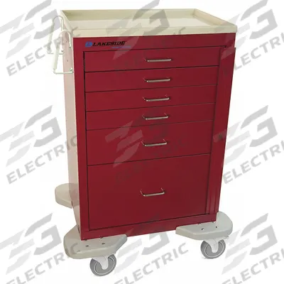LAKESIDE General Medical Supply Cart with Drawers: Steel, (2) Swivel/(2) Swivel with Brake - General Medical Supply Carts with Drawers