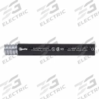 LIQUATITE Conduit: 1 1/4 in Trade Size, Black, 25 ft Nominal Lg - Low Smoke & Flame Retardant Liquid-Tight Flexible Metal Conduit