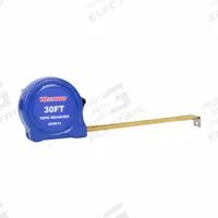 WESTWARD Tape Measure: Nonmagnetic Single Hook Tip, 30 ft, Plastic, Black/Blue (MPN 824K11). Key specifications — attr935324: WESTWARD; attr942259: Black; attr935326: Stud Markings; attr935328: 1/32 in (1st 12 in); attr935329: Feet; attr935337: SAE; attr936607: Manual Lock; attr972446: Inch.