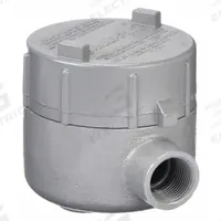 Conduit Outlet Body: Iron, GE, 1/2 in Trade Size, LB Body, 19 cu in Body Capacity (MPN GECLBT-1M). Key specifications — Series: For Standard Body; Compatible Conduit Trade Size: 1/2 in; Thread Gender: Female; Hub Style: Threaded; Cover Included: Yes; Body Style: LB; Connection Type: Threaded; Back Type: Flat.