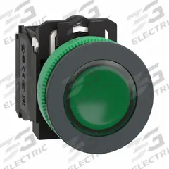 SCHNEIDER Illuminated Push Button: Illuminated, Flush Profile, Non-Metallic, 30 mm, 1NO/1NC (MPN XB5FW33B5). Key specifications — Brand: SCHNEIDER; Action: Momentary; Series: XB5; Push Button Material Type: Non-Metallic.