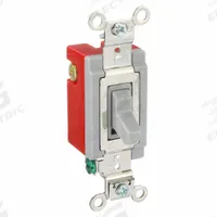 HUBBELL Wall Switch: Toggle Switch, 3-Way, Maintained, Gray, 120/277V AC, 20 A (MPN HBL1223GY). Key specifications — Illuminated: No; Voltage Rating: 120/277V AC.