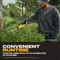DEWALT Hedge Trimmer: 20V MAX* Platform, 1/2 in Cutting Wd, 8 in Blade Lg, Double-Sided Blade, 20 V (MPN DCHT823B). Key specifications — attr994967: DEWALT.