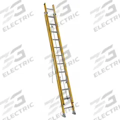 WERNER Extension Ladder: 24 ft Ladder Size, Fiberglass, 375 lb Load Capacity, 55 lb Wt, 2 Sections (MPN 7124-2). Key specifications — Color: Yellow; Brand: WERNER; Included Features: Mar-Resistant End Caps; Removable Fly: Removable.