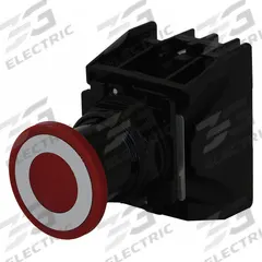 EATON Mushroom Head Push Button: 30 mm, Metallic, Mushroom Head Profile, 2NO/2NC (MPN E34EX715R). Key specifications — Manufacturer Part Number: E34EX715R; Product Type: Push Button Operators; Series: E34; Brand: EATON; AC Contact Rating: 10 A @ 600 V; Action: Maintained/Maintained; DC Contact Rating: 5 A @ 250 V; Operator Illumination: Non-Illuminated.