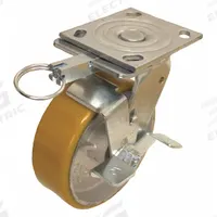 APPROVED VENDOR Plate Caster: Swivel, Directional Lock/Side Brake, Polyurethane, 4 in Wheel Dia. (MPN P21S-UY040R-14-WB-DL). Key specifications — Brand: APPROVED VENDOR; Wheel/Tread Color: Yellow; Roll Up: Swivel with Brake.
