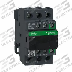 SCHNEIDER IEC Magnetic Contactor: Non-Reversing, 3 Poles, 3NO Contacts, 38 A, 24V AC/48V AC Coil (MPN LC1D38BNE). Key specifications — Brand: SCHNEIDER; Integrated Surge Suppression: No; Nominal Coil Voltage @ 60Hz: 48V AC.