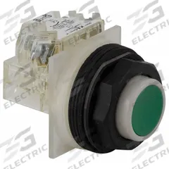 SCHNEIDER Extended Push Button Operator: Non-Illuminated, Extended Profile, Non-Metallic, 30 mm, 1NO (MPN 9001SKR3GH5). Key specifications — Brand: SCHNEIDER; Action: Momentary; Series: 9001SK; Push Button Material Type: Non-Metallic.
