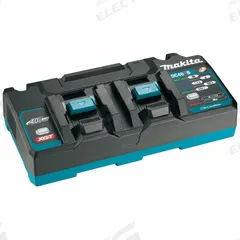 MAKITA Battery Charger: Multi-Port Charging, For 40V DC, 5 Ah Charged in 1-Hour, 120V AC, Maktrak (MPN DC40RB). Key specifications — attr1255775: Rapid; attr1255810: 40V DC; attr1255811: (1) 40V; attr1255812: 120V AC.