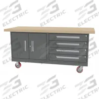 GREENE MANUFACTURING, INC. Mobile Cabinet Workbench: 72 in x 30 in, Butcher Block, Gray, Lower Shelf (MPN MG-400.M). Key specifications — Assembly: Fully Assembled; Brand: GREENE MANUFACTURING, INC..