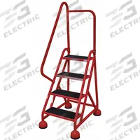 COTTERMAN Rolling Ladder: 3 ft Platform Ht, Partially Assembled, Steel, Wt-Actuated Auto-Lock (MPN ST-422 A2 C6 P5). Key specifications — Includes Handrails: Handrails Included; Material: Steel; Brand: COTTERMAN; Color: Red.