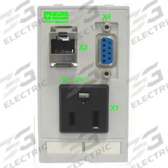 MURRELEKTRONIK Combination Insert: RJ45 Cat5E/SUB-D9, NEMA 5-15, 125 V AC Socket Volt Rating (MPN 4000-68000-4020000). Key specifications — Brand: MURRELEKTRONIK; Socket Configuration: NEMA 5-15; Data Port Configuration: (1) SUB-D9 Female-to-Male; Insert Design: Power Insert.